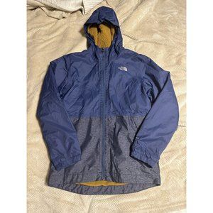 The North Face Navy Blue Full Zip Hooded Fleece Lined Winter Coat Boys L 14/16